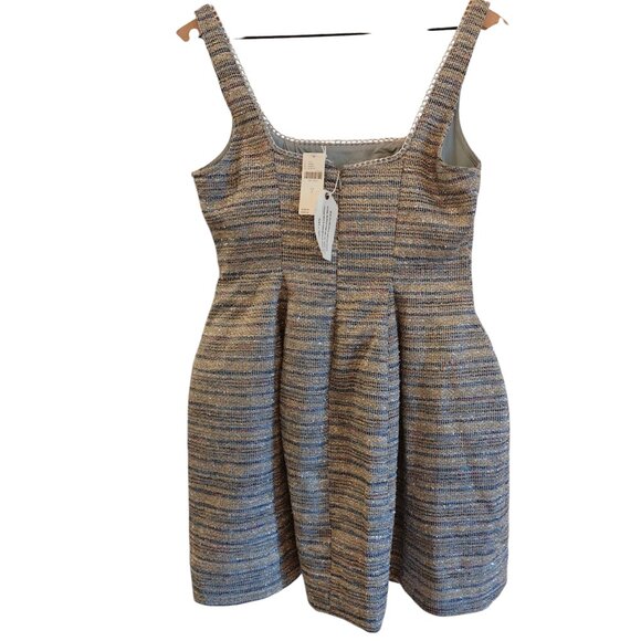 By Anthropologie Sleeveless Square-Neck Tweed Fit & Flare Mini Dress 6 - Picture 7 of 7